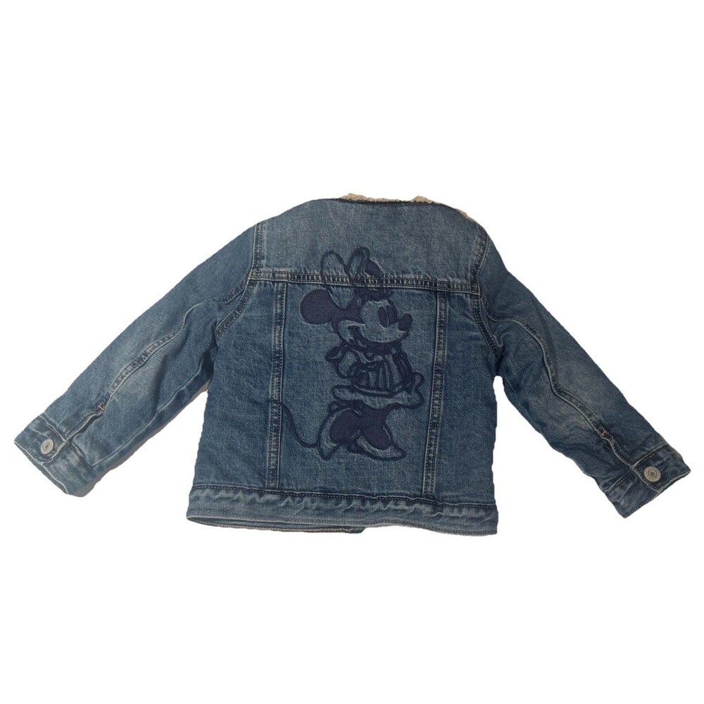 Disney Minnie Mouse Embroidered Girls Denim Sherpa Jacket  Sz 4 Toddler Baby Gap
